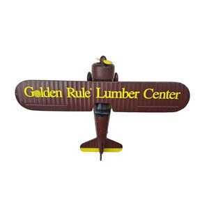 Vintage Stearman Bi-Wing Bank Die Cast Airplane Golden Rule Lumber Liberty Promo